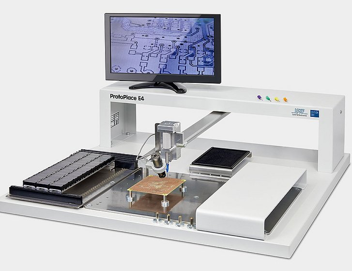 [Translate to USA:] LPKF Edition SMT ProtoPlace E4 pick & place system for SMD assembly of PCB prototypes